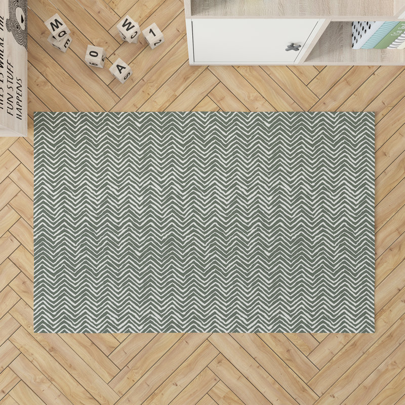 Chevron Snug Activity Mat, Rectangle 3' x 5', Chimichurri/Green