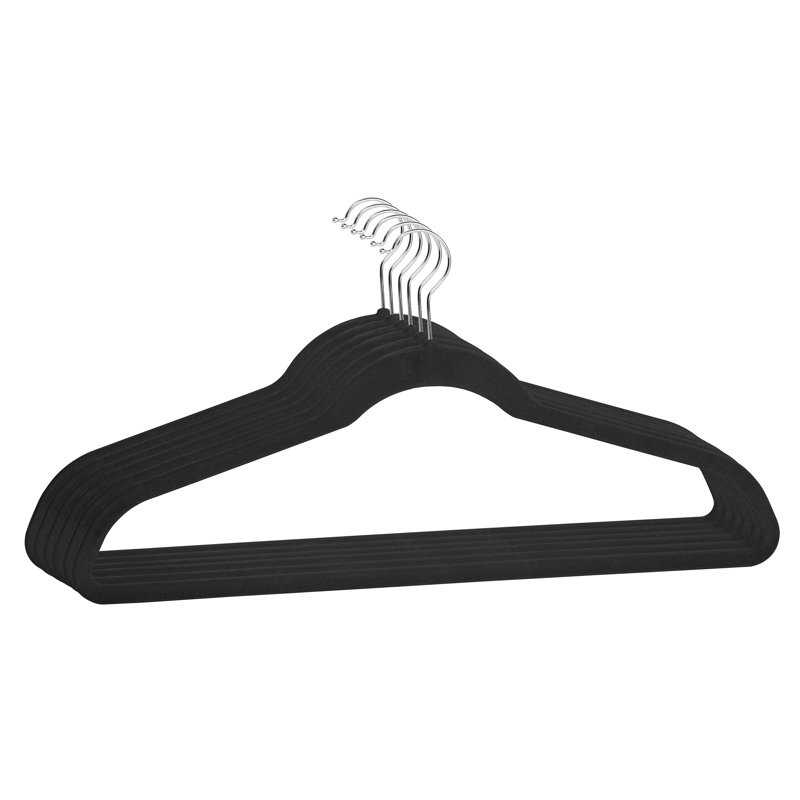 Cintre large en velours antidérapant pour robe / chandail / chandail, Noir