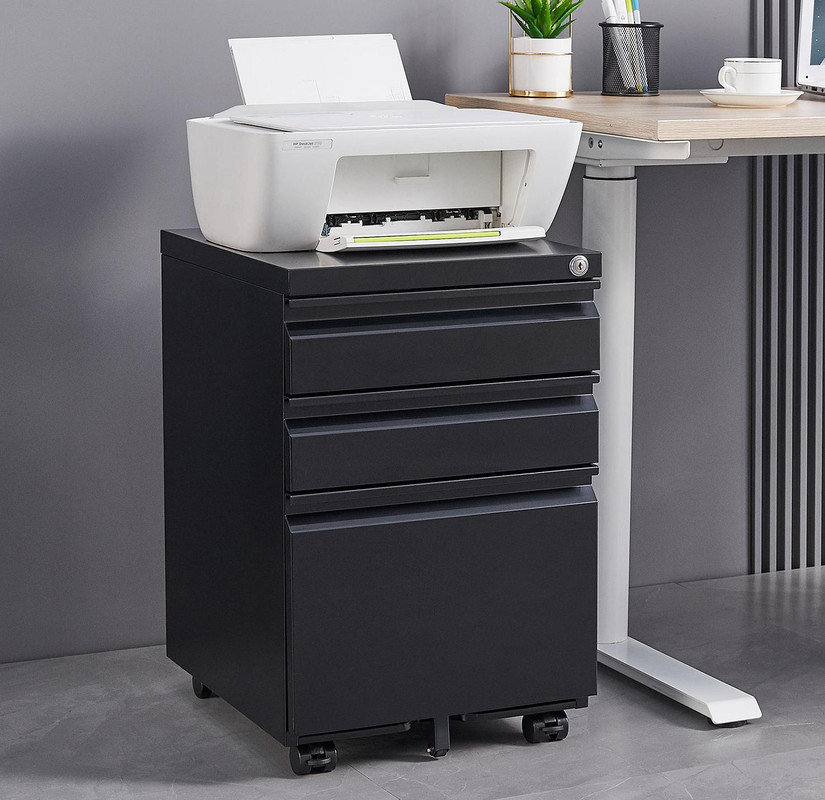 Filing Design Ebern Designs 3-Drawer Mobile Filing Cabinet with Lock - Metal Office ...