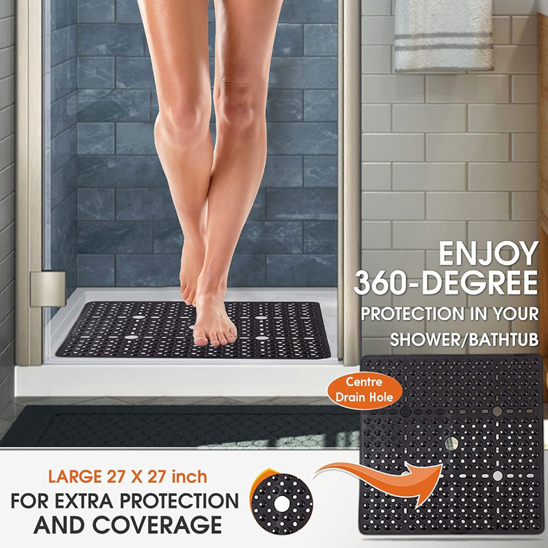 Grand tapis de douche carré antidérapant