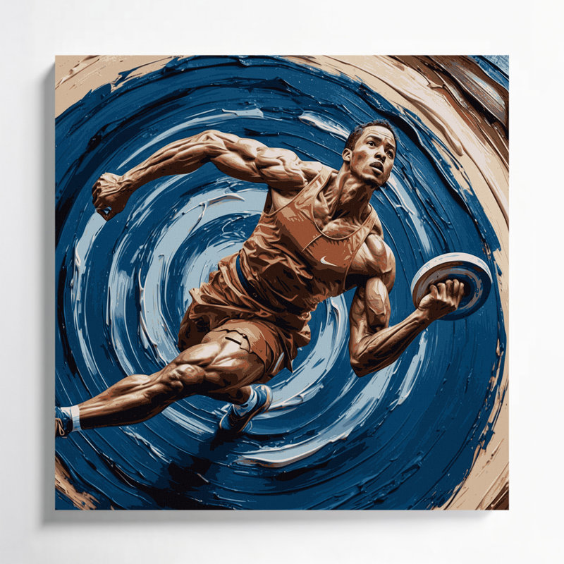 Art décoratif sur toile gris Sports Discus, H 8 po x l 8 po