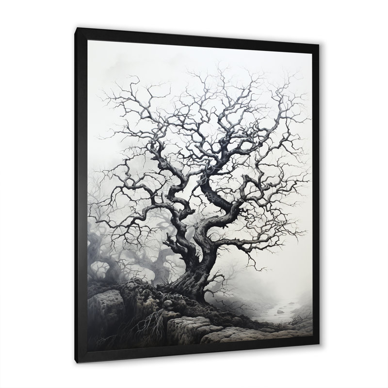 «Ludbert Grey White Tree Whispering Winds On», reproduction sur toile, Cadre photo noir, H 20 po x l 12 po x P 1 po