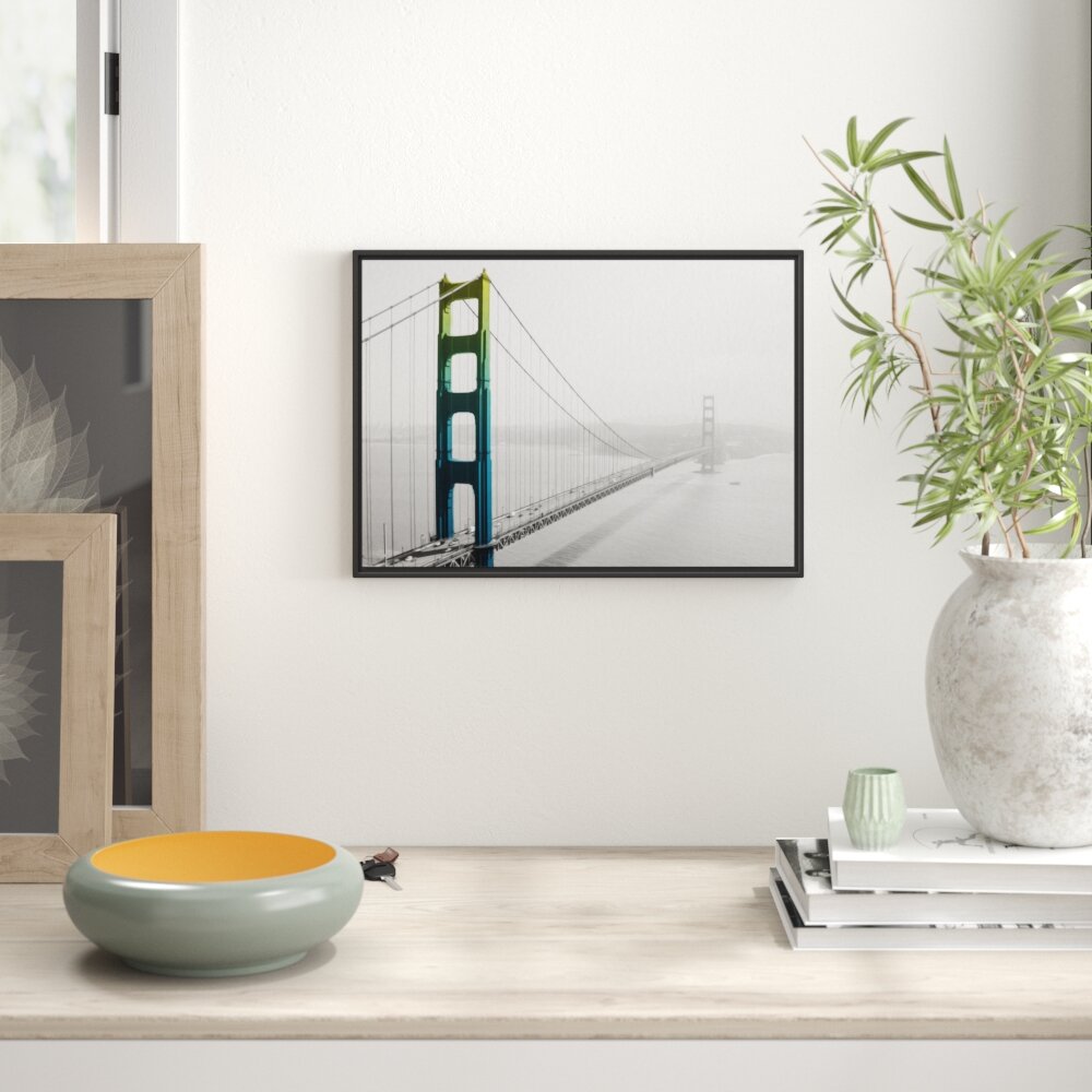 Gerahmtes Wandbild Golden Gate Bridge Regenbogen