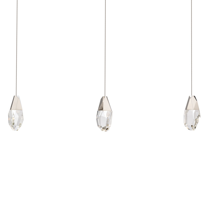 Martini 3 Light Crystal LED Multi-Light Pendant, Clear, Polished Nickel