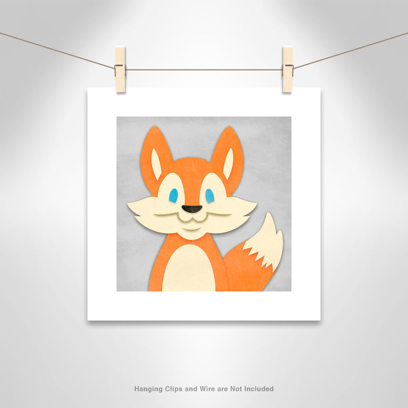 «Cheery Fox», impression sur papier, H 16 po x l 16 po x P 1 po, Papier