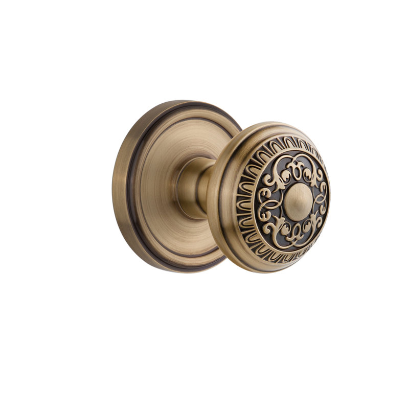 Rosette Grandeur Georgetown avec bouton de porte Windsor, 2-3/4", Laiton rétro