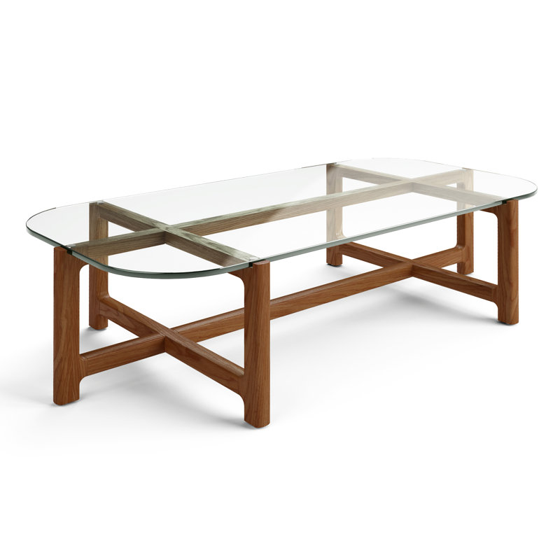 Table basse Quarry, Noyers, Verre transparent