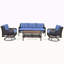 Ensemble de conversation 4 pièces avec chaises pivotantes et canapés en osier