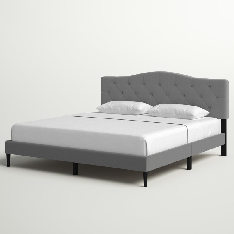 Arnette Upholstered Platform Bed, King, Gray
