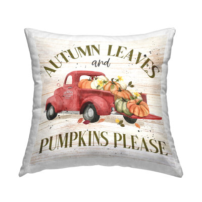 Autumn Leaves Phrase Decorative Printed Throw Pillow Design by Deane Beesley