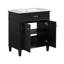 Meuble-lavabo noir de 30 po avec lavabo en céramique, style élégant, tablettes réglables, portes à fermeture en douceur de 30 po noires, rangement polyvalent-2048142183