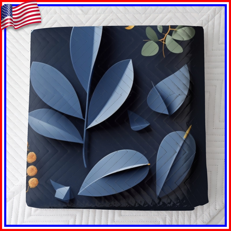 Couvre-lit matelassé bleu Botanical Cutouts, Grand lit
