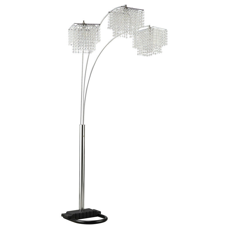 Chrome Hanging Crystal Arc Floor Lamp