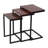 Ensemble de 3 tables d'appoint Hadarah brun châtaignier avec base en métal noir, table de canapé et table de bout