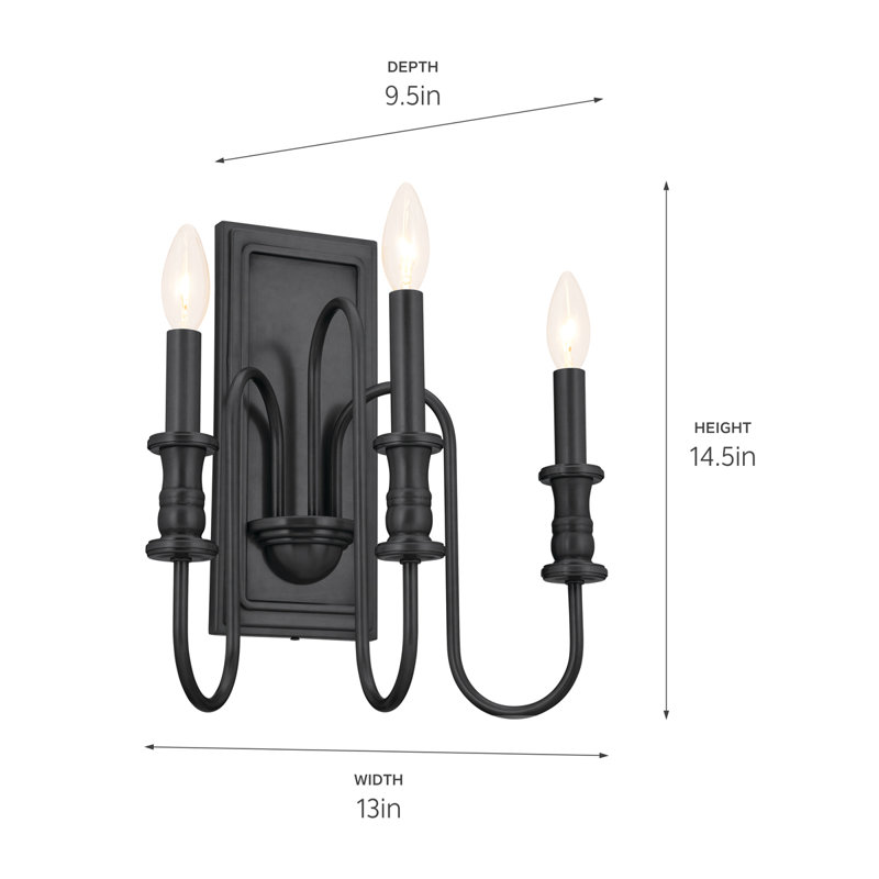 Dilnoor Candle Wall Light, Black