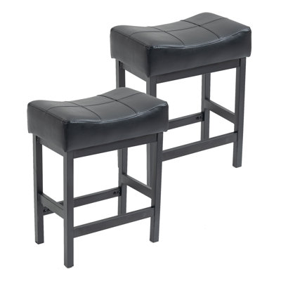 Saddle Upholstered 24 Inch Counter Stool Height Bar Stools With Metal Frame (Set Of 2) -  Ebern Designs, 0DA3CF88BB234F39922D7CB77BCE3F61