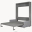 Grand lit escamotable mural avec coussin, gris