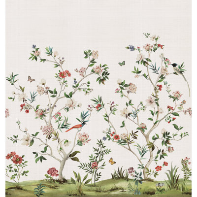 Grass Cloth Floral Wall Mural