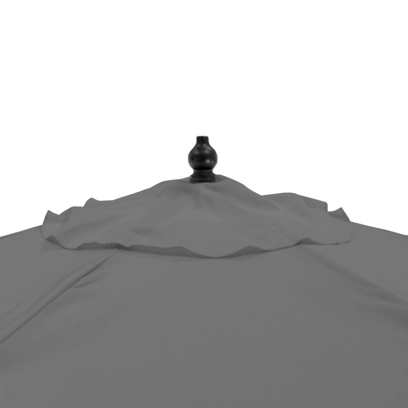Wooden Garden Parasol & Base - 2.7m, Grey, Black