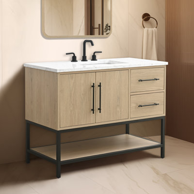 Cherita 42" Single Bathroom Vanity With Engineered Stone Top