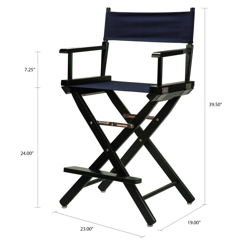Chaise de réalisateur pliante 24 po, Marine, Naturel