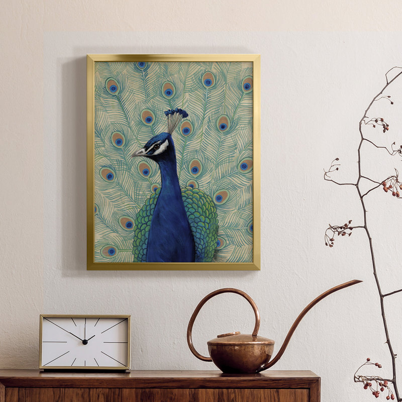 Paon bleu II - toile encadrée de qualité supérieure - prête à être accrochée