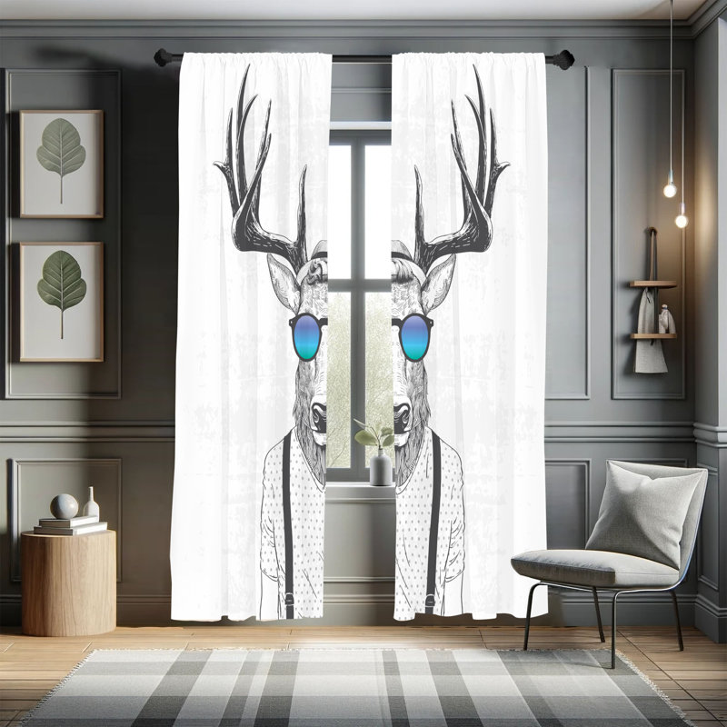 George Oliver Curtains, Gray/White, 28" W x 63" L