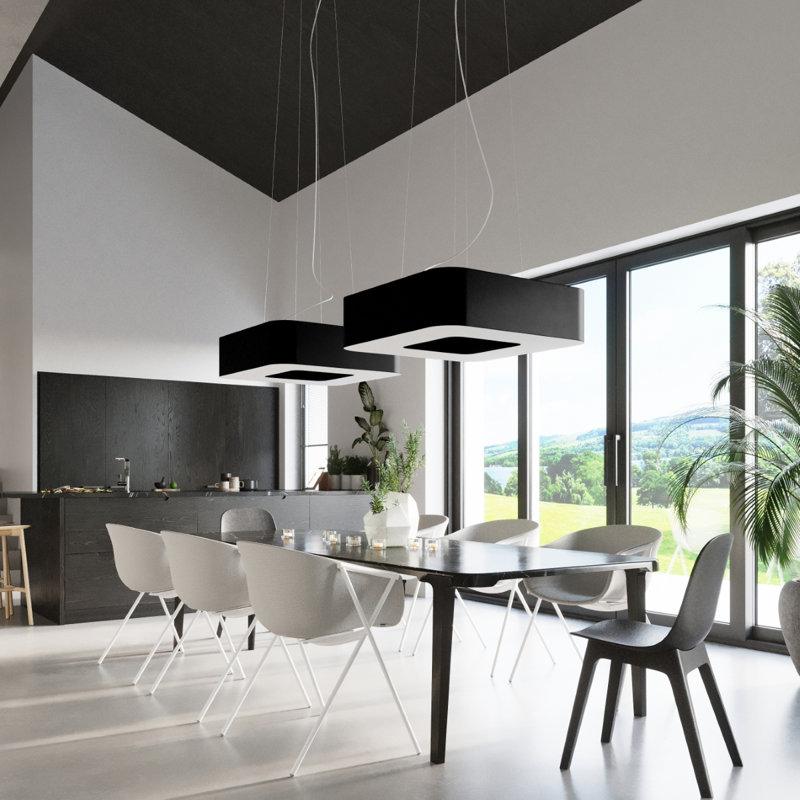 Cristle 8 - Light Unique/Statement Pendant, 110cm H x 60cm W x 60cm D, Black