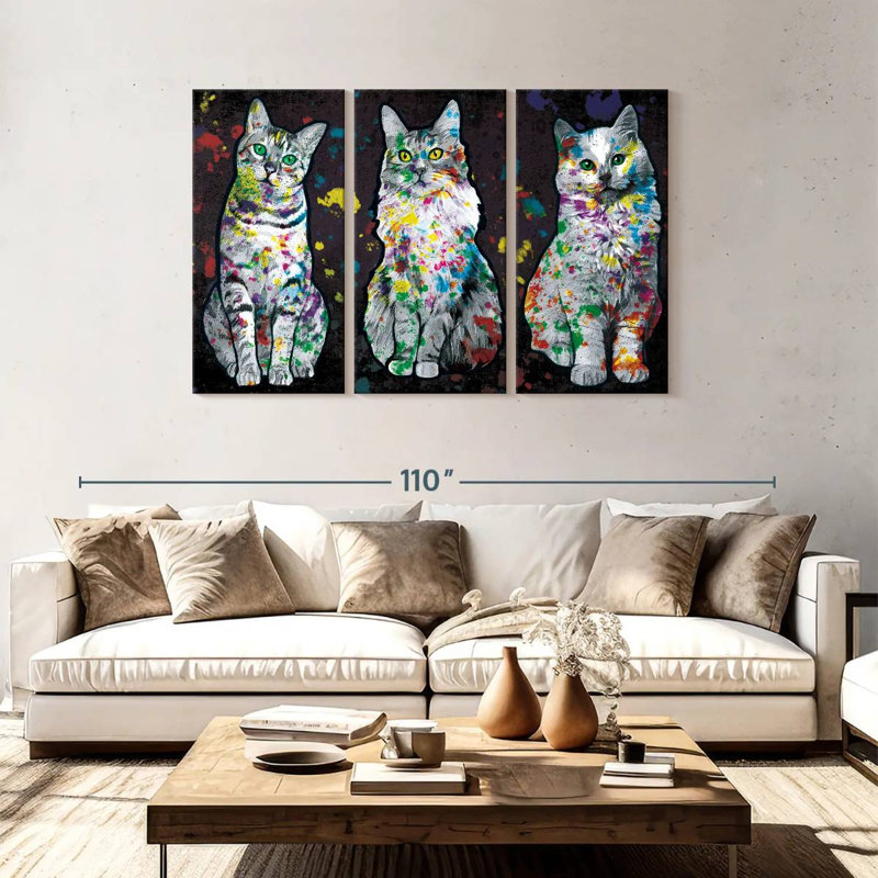 Peinture pour chat Curious Cats, H 48 po x l 74 po