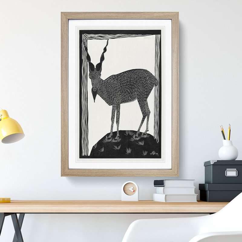 Markhor Goat Vol.1 by Samuel De Mesquita - Picture Frame Painting, 48cm H x 36cm W x 2cm D, Oak Framed