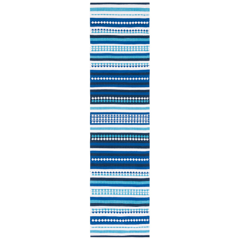 Brhianna Hand Woven Cotton Striped Rug, Runner 2'3" x 9'