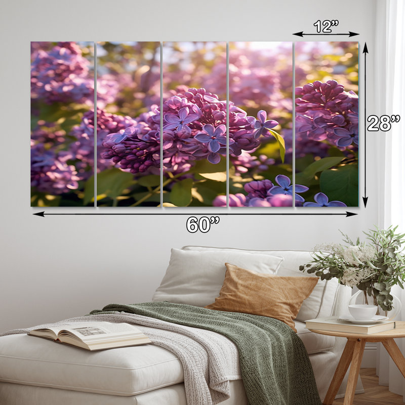 Ensemble de 5 décorations murales lilas