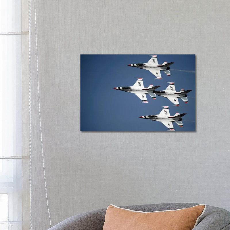 The US Air Force Thunderbird Demonstration Team - Wrapped Canvas Print, 66.04 cm H x 45.72 cm W x 3.175 cm D