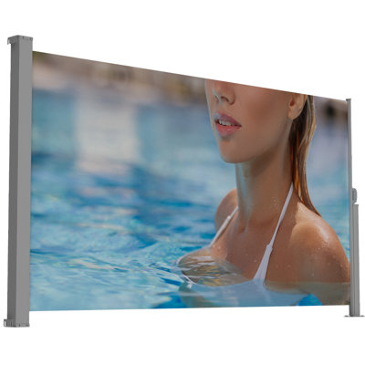Gray Retractable Side Awning, 71" In Height 138" Depth, American Design, Manual, , For Garden And Outdoor Use 71"X138" Manual Gray, With Printing, Upf50+, Ideal Spaces