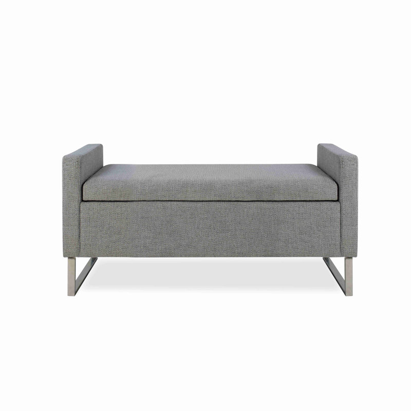 Repose-pieds avec rangement, banc de hall d'entrée rembourré pour chambre à coucher et salon, banc de bout de lit avec base en métal. Style moderne