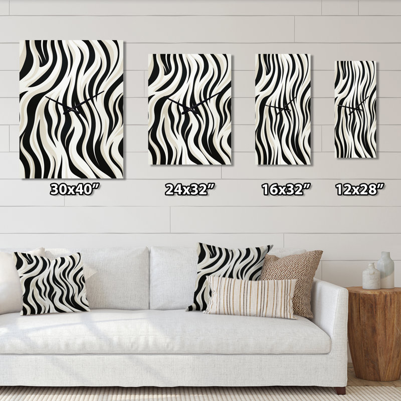 Papier peint imprimé zèbre - Horloge murale moderne, Grand