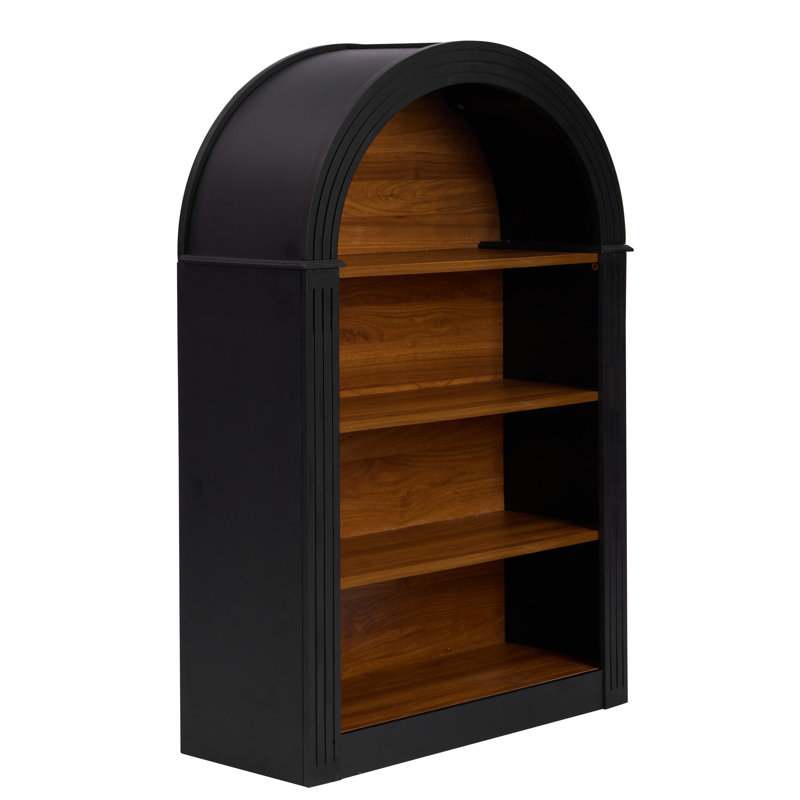 Black 4 - Shelf 45.66" Arched Wood Floor Bookcase, Storage In Bedroom, Robust , Elegant Design, Feature For Home ,
