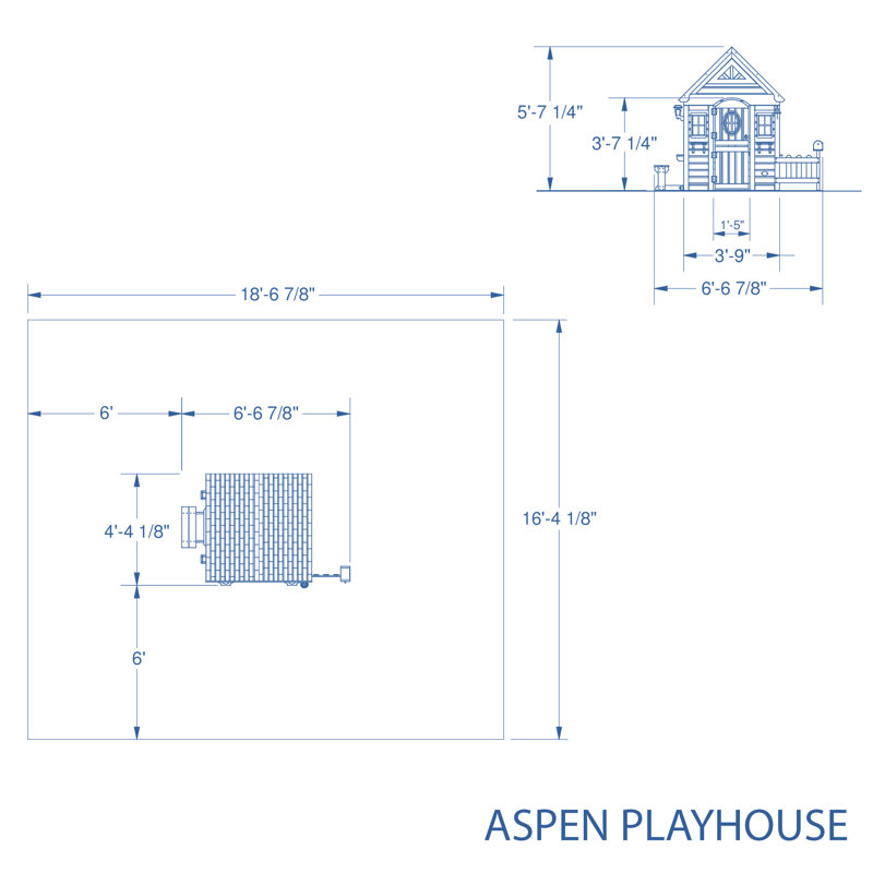 Aspen Cedar Wooden Playhouse with White Trim and Accessories