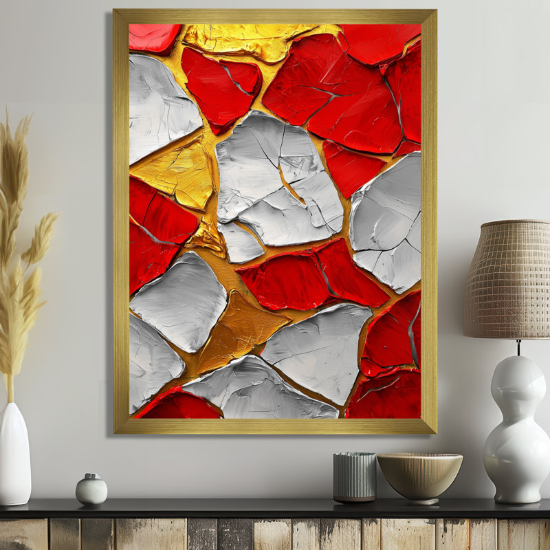 Slawson - Art mural abstrait, salon, 32" H x 24" W, Picture Framed, Doré