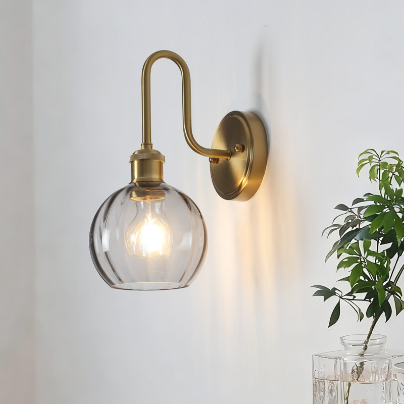 1-Light Dimmable Armed Sconce , Gold