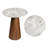 Kaito 18" Modern Round White Marble End Table, Natural Stone Top Accent Side Table with Tapered Honey Solid Wood Pedestal Base-438900810