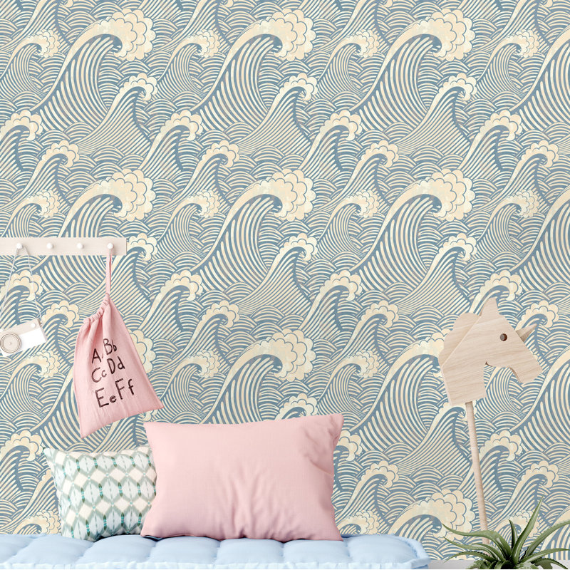 Rouleau de papier peint adhésif Waves, clair, L 16,67 po x l 25 po