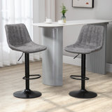 Kait Swivel Upholstered Adjustable Height Counter Stool with Metal Frame