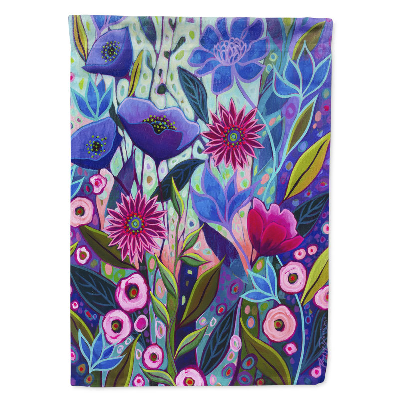 Drapeau de jardin en polyester 15,5 x 11 po Guerina, Fleurs en floraison mauve II
