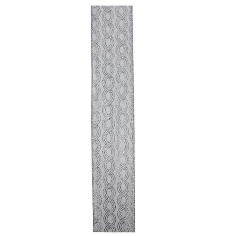 Ruban de Noël câblé argenté scintillant tourbillon 2,5 po x 10 verges