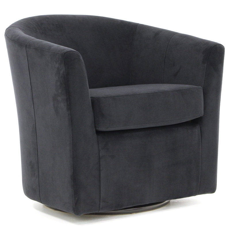 Fauteuil demi-tonneau pivotant 31 po Hansell, Microsuède performance noir