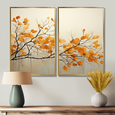 Amber Autumn Leaves - Grandes feuilles, art mural