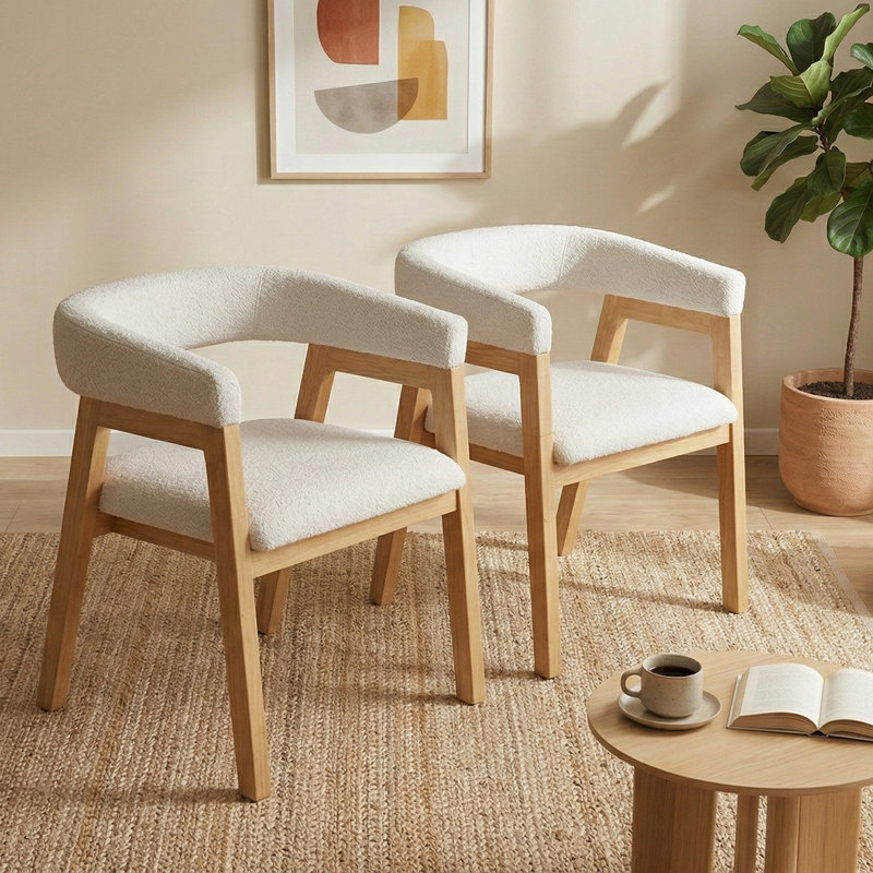 BOW Solid Upholsered Dining Chair Set of 2 Seating Height 18,5", Brown