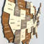 Art mural 3D en bois aux États-Unis - Carte des États-Unis avec États et villes