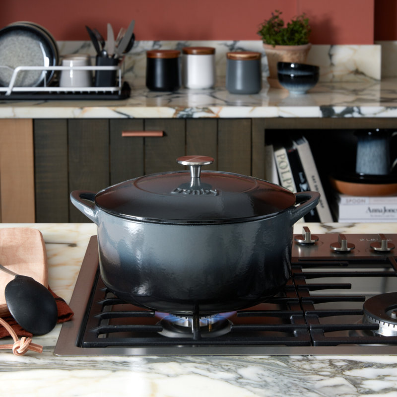 Denby Cast Iron Round Casserole, 26cm, Halo Grey